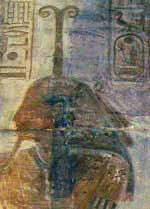 Strangely, here pharaoh Seti I wears Meskhenet's distinctive headress