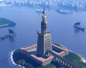An artist's vision of the Pharos lighthouse of Alexandria