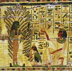 The deceased and his ba receive water from the Acacia Tree Goddess in the Otherworld